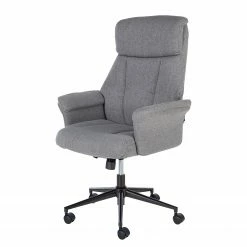 Furnitive Chaise de bureau Barking - (avec fonction massage) - Tissage à plat / Métal - Gris / Noir