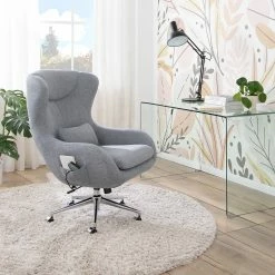 Furnitive Chaise de bureau massant Barnard - (avec fonction massage) Tissu / Métal - Gris clair / Chrome -Chaises Boutique 1000272624 220823 020 MOOD DETAILS P000000001000272624 mood