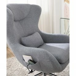 Furnitive Chaise de bureau massant Barnard - (avec fonction massage) Tissu / Métal - Gris clair / Chrome -Chaises Boutique 1000272624 220823 021 MOOD DETAILS P000000001000272624 mood