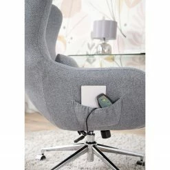 Furnitive Chaise de bureau massant Barnard - (avec fonction massage) Tissu / Métal - Gris clair / Chrome -Chaises Boutique 1000272624 220823 030 DETAILS P000000001000272624