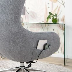 Furnitive Chaise de bureau massant Barnard - (avec fonction massage) Tissu / Métal - Gris clair / Chrome -Chaises Boutique 1000272624 220823 031 DETAILS P000000001000272624