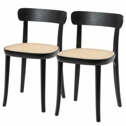 Studio Copenhagen Chaises Darcey (lot de 2) - Contreplaqué et rotin / Hêtre massif - Rotin / Noir