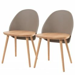 Mørteens Chaises Doon (lot de 2) - Matière plastique / Hêtre massif - Taupe / Hêtre