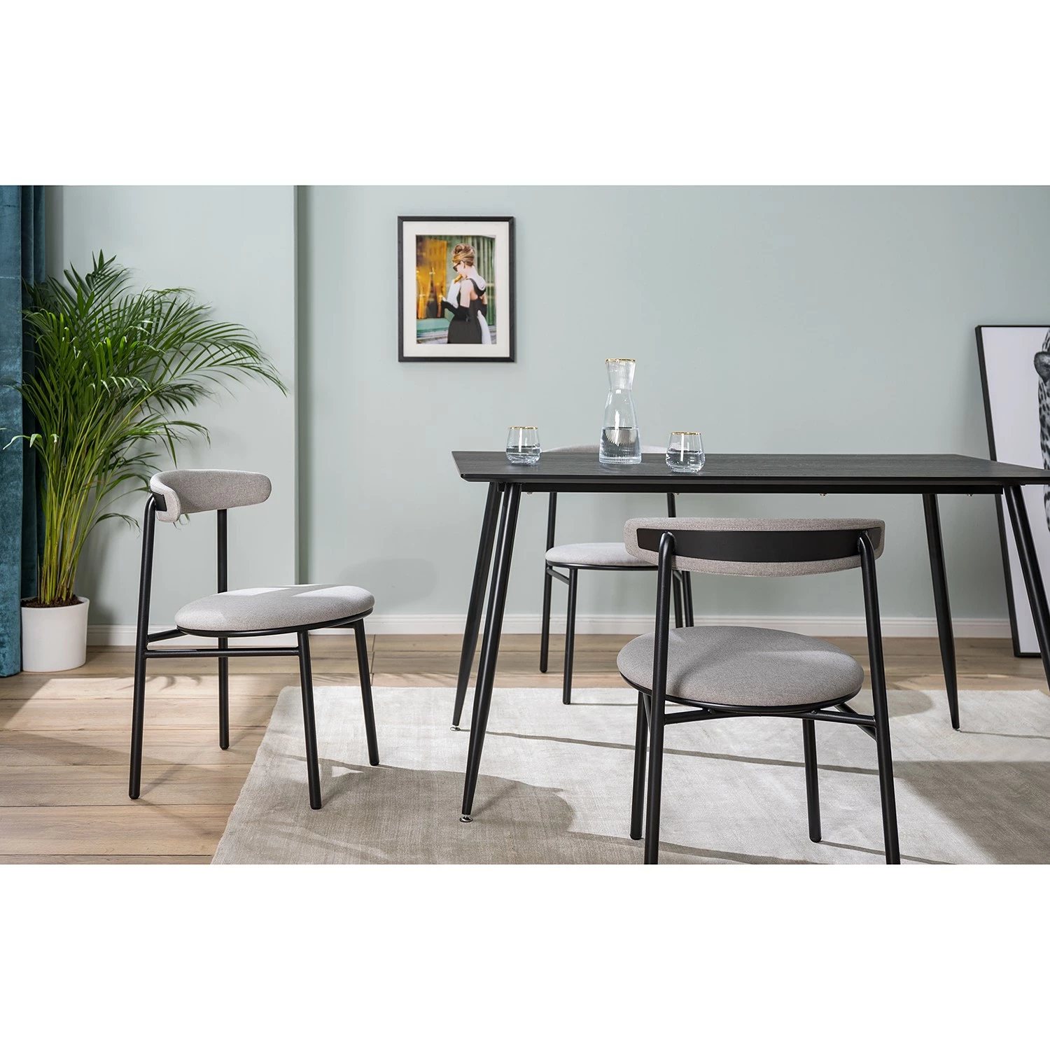Studio Copenhagen Chaises Embi (lot de 2) - Tissu / Métal - Gris / Noir 4 Studio Copenhagen Chaises Embi (lot de 2) - Tissu / Métal - Gris / Noir – Image 2