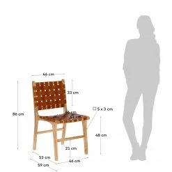 Maison Belfort Chaises Charles (lot de 2) - Cuir / Teck massif - Cognac / Teck -Chaises Boutique 1000274209 210618 10464100053 SKETCH DETAILS P000000001000274209 sketch