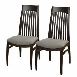 Velvet Studio Chaises Roanne (lot de 2) - Tissu / Hêtre massif - Gris sable / Marron foncé