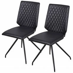 Loftscape Chaises Diva (Lot de 2) - Imitation cuir / Acier - Noir