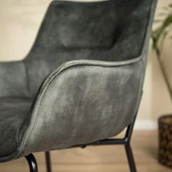 Loftscape Chaise à accoudoirs Betty - Velours / Métal - Gris vintage / Noir -Chaises Boutique 1000274879 220519 031 DETAILS P000000001000274879