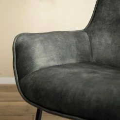 Loftscape Chaise à accoudoirs Betty - Velours / Métal - Gris vintage / Noir -Chaises Boutique 1000274879 220519 032 DETAILS P000000001000274879