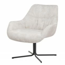 Ars manufacti Fauteuil relax Belton - Velours / Métal - Crème / Noir