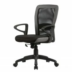 Fredriks Chaise pivotante Pialba - Imitation cuir et mesh / Matière plastique - Noir / Gris foncé