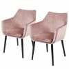 Mørteens Chaises à accoudoirs Nicholas V - Velours Kemi: Rose vieilli - Lot de 2