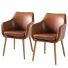 Mørteens Chaises à accoudoirs Nicholas XXL - Cuir synthétique Aken: Cognac vintage - Lot de 2 -Chaises Boutique 1000281702 210820 14050900015 IMAGE P000000001000281702