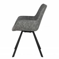 Ars manufacti Chaise à accoudoirs Cielo - Imitation cuir / Acier - Gris vintage / Noir -Chaises Boutique 1000281736 220920 040 DETAILS P000000001000281736