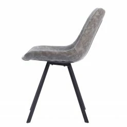 Ars manufacti Chaises Cielo (lot de 2) - Imitation cuir / Acier - Gris vintage / Noir -Chaises Boutique 1000281745 220324 040 DETAILS P000000001000281745