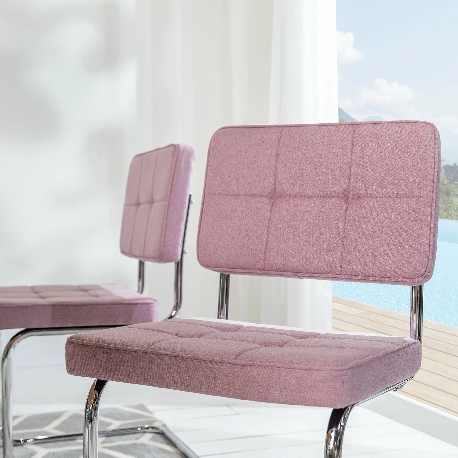 Fredriks Chaises cantilever Feliz (lot de 2) - Rose 7 Fredriks Chaises cantilever Feliz (lot de 2) - Rose – Image 5