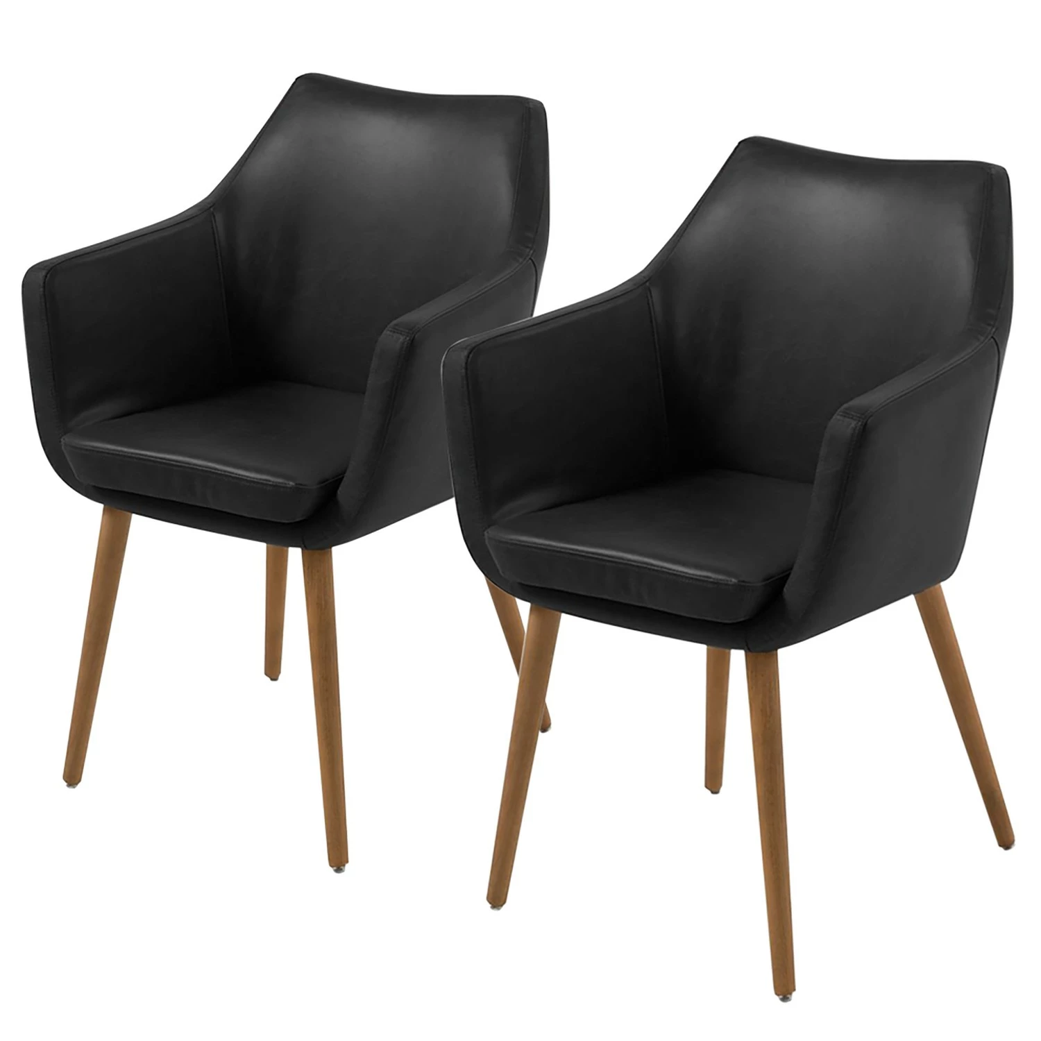 Mørteens Chaises à accoudoirs Nicholas - Cuir synthétique Aken: Noir vintage - Lot de 2 3 Mørteens Chaises à accoudoirs Nicholas - Cuir synthétique Aken: Noir vintage - Lot de 2