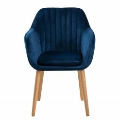 Mørteens Chaises à accoudoirs Tilanda - Tissu / Chêne massif - Velours Kemi: Bleu foncé - Lot de 2 -Chaises Boutique 1000281846 210819 09361400228 DETAILS P000000001000281846