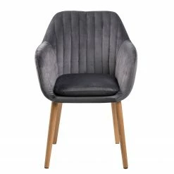 Mørteens Chaises à accoudoirs Tilanda - Tissu / Chêne massif - Velours Kemi: Gris foncé - Lot de 2 -Chaises Boutique 1000281848 210819 09364600236 DETAILS P000000001000281848