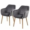 Mørteens Chaises à accoudoirs Tilanda - Tissu / Chêne massif - Velours Kemi: Gris foncé - Lot de 2 -Chaises Boutique 1000281848 210820 14093700063 IMAGE P000000001000281848