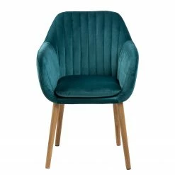 Mørteens Chaises à accoudoirs Tilanda - Tissu / Chêne massif - Velours Kemi: Pétrole - Lot de 2 -Chaises Boutique 1000281918 210819 09371600252 DETAILS P000000001000281918