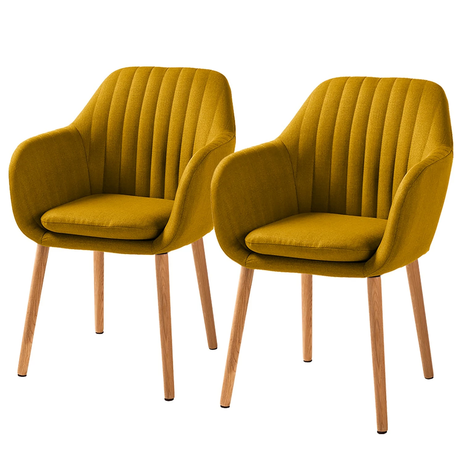 Mørteens Chaises à accoudoirs Tilanda - Tissu / Chêne massif - Tissu Cors: Jaune curry - Lot de 2 3 Mørteens Chaises à accoudoirs Tilanda - Tissu / Chêne massif - Tissu Cors: Jaune curry - Lot de 2