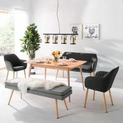 Mørteens Chaises à accoudoirs Tilanda - Tissu / Chêne massif - Tissu Cors: Gris foncé - Lot de 2 -Chaises Boutique 1000281922 210819 09372800267 MOOD DETAILS P000000001000281922 mood