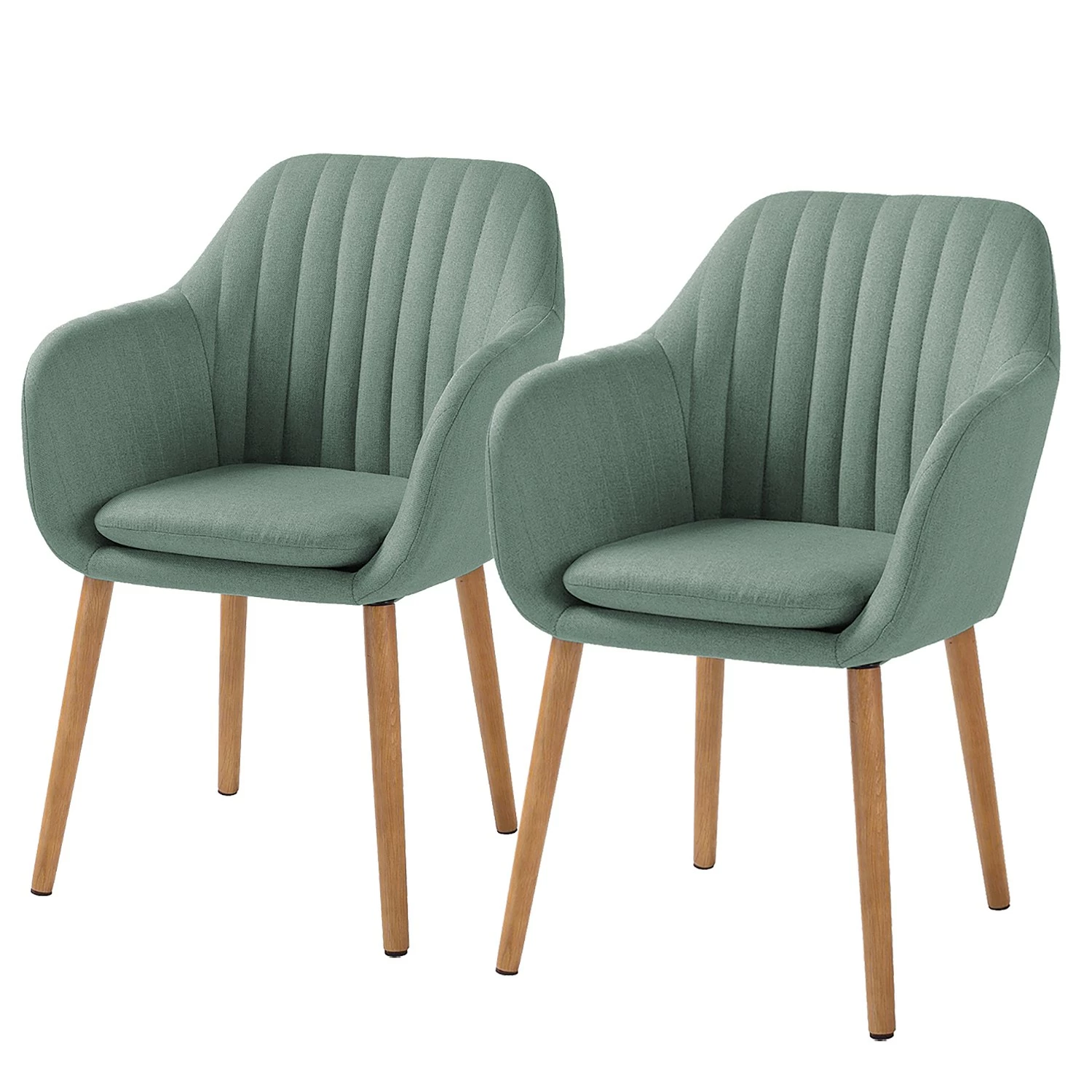 Mørteens Chaises à accoudoirs Tilanda - Tissu / Chêne massif - Tissu Cors: Gris menthe - Lot de 2 3 Mørteens Chaises à accoudoirs Tilanda - Tissu / Chêne massif - Tissu Cors: Gris menthe - Lot de 2