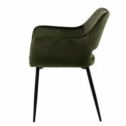 Mørteens Chaises à accoudoirs Rivanna - Velours/ Métal - Vert olive / Noir - Vert olive - Lot de 4 -Chaises Boutique 1000282482 210819 09441100407 DETAILS P000000001000282482