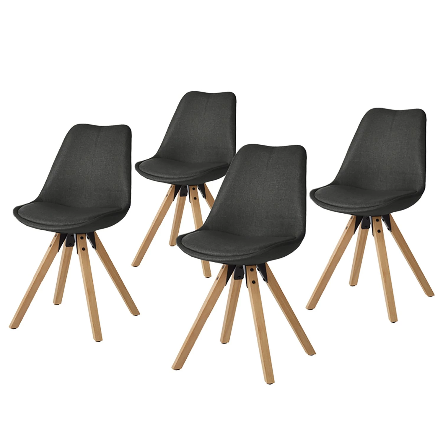 Mørteens Chaises capitonnées Aledas II - Tissu Cors: Anthracite - Lot de 4 3 Mørteens Chaises capitonnées Aledas II - Tissu Cors: Anthracite - Lot de 4