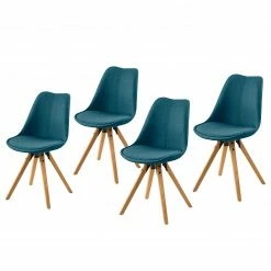 Mørteens Chaises capitonnées Aledas II - Tissu Cors: Pétrole - Lot de 4