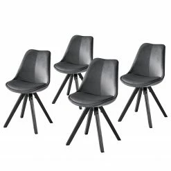 Mørteens Chaises capitonnées Aledas IV - Gris foncé - Noir - Lot de 4