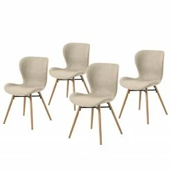 Mørteens Chaises capitonnées Livaras - Tissu Radis: Crème - Lot de 4
