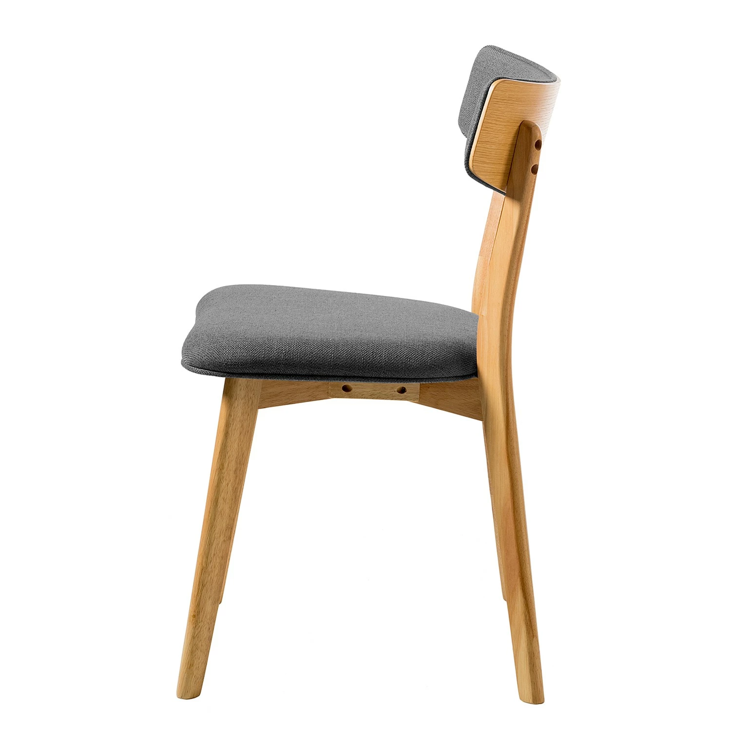 Mørteens Chaise Colson - Tissu / Hévéa massif - Gris foncé / Chêne - Lot de 4 5 Mørteens Chaise Colson - Tissu / Hévéa massif - Gris foncé / Chêne - Lot de 4 – Image 3