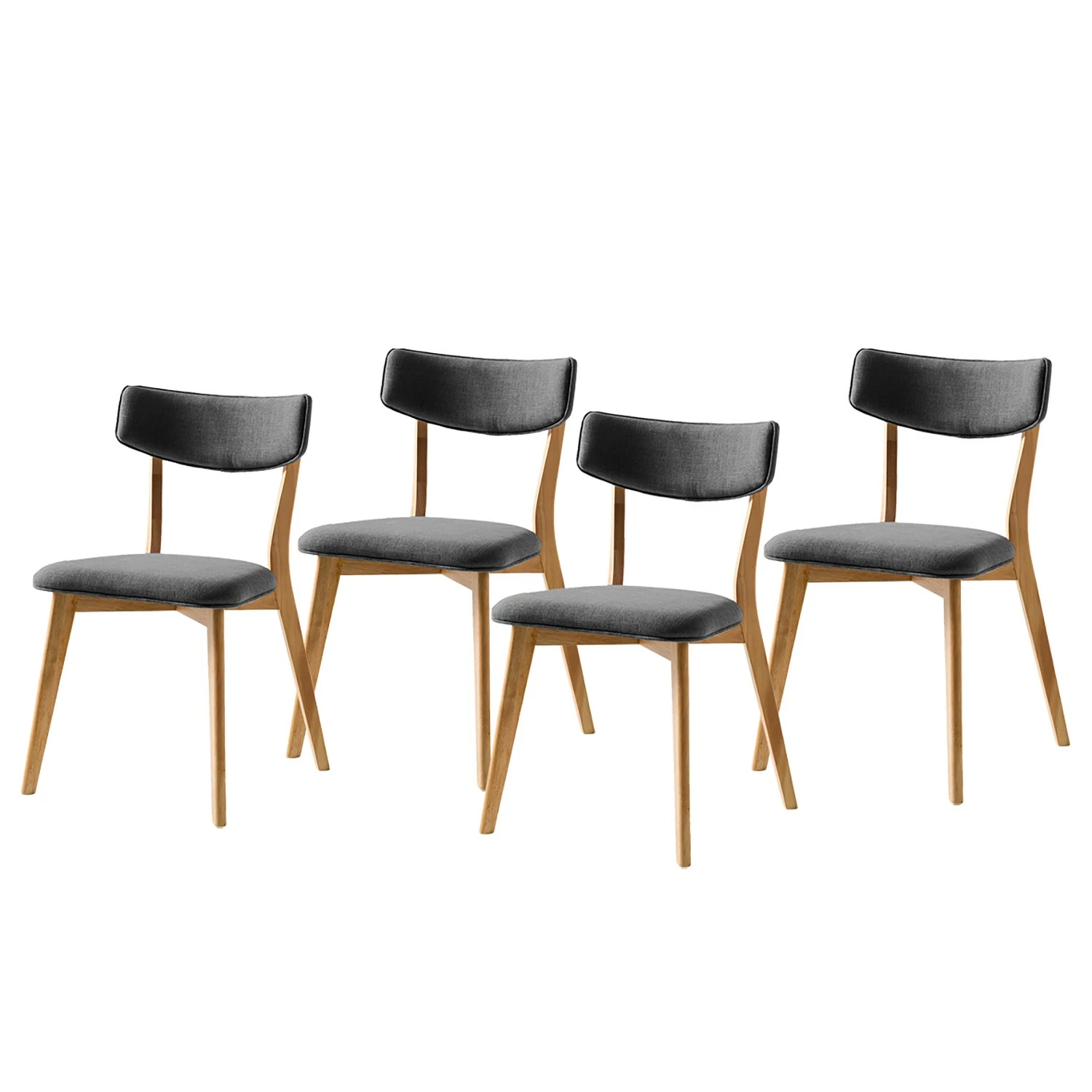 Mørteens Chaise Colson - Tissu / Hévéa massif - Gris foncé / Chêne - Lot de 4 3 Mørteens Chaise Colson - Tissu / Hévéa massif - Gris foncé / Chêne - Lot de 4