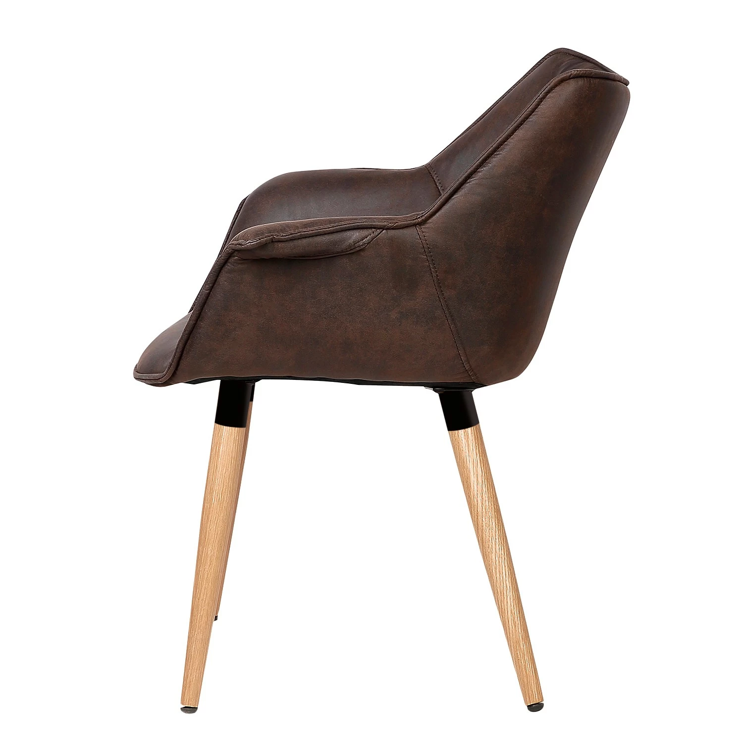 Ars manufacti Chaise à accoudoirs Kantii I - Microfibre / Chêne massif - Marron foncé vintage - Lot de 2 6 Ars manufacti Chaise à accoudoirs Kantii I - Microfibre / Chêne massif - Marron foncé vintage - Lot de 2 – Image 4