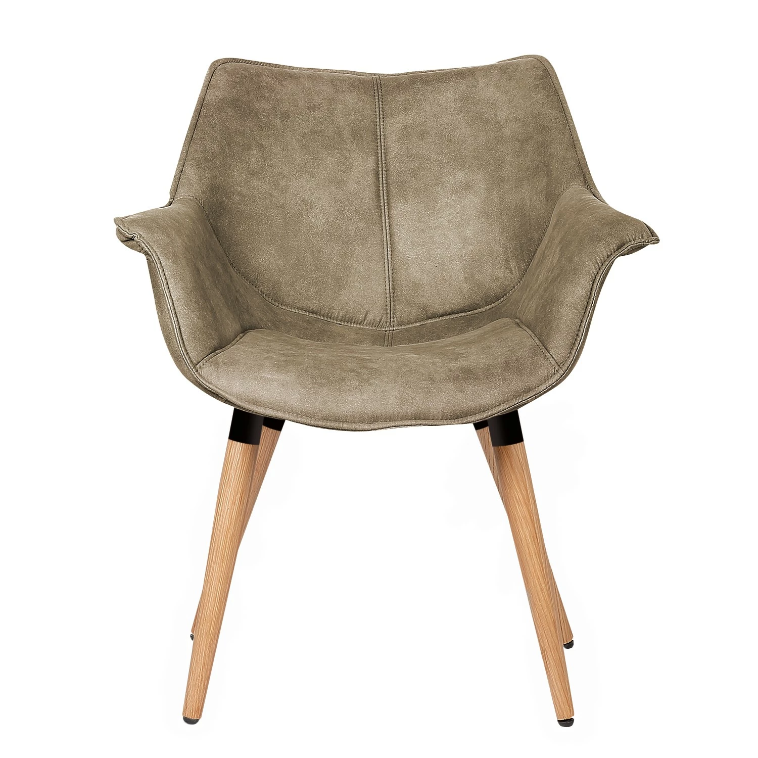 Ars manufacti Chaise à accoudoirs Kantii I - Microfibre / Chêne massif - Limon vintage - Lot de 2 5 Ars manufacti Chaise à accoudoirs Kantii I - Microfibre / Chêne massif - Limon vintage - Lot de 2 – Image 3