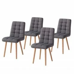 Mørteens Chaise capitonnée Doskie I - Tissu Zea: Gris foncé - Lot de 4