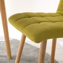 Mørteens Chaise capitonnée Doskie II - Lin / Chêne massif - Citron vert - Lot de 4 -Chaises Boutique 1000284205 210823 08535600243 DETAILS P000000001000284205