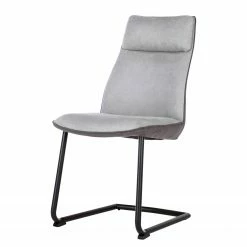 Fredriks Chaises cantilever Altoona (lot de 2) - Tissage à plat / Métal - Gris foncé et gris clair / Noir mat