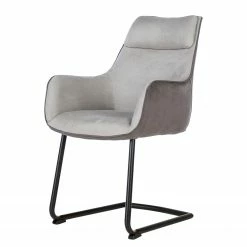 Fredriks Chaise à accoudoirs Altoona - Tissage à plat / Métal - Gris foncé et gris clair / Noir mat