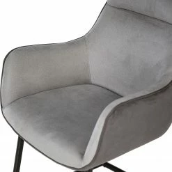 Fredriks Chaise à accoudoirs Altoona - Tissage à plat / Métal - Gris foncé et gris clair / Noir mat -Chaises Boutique 1000285151 220617 036 DETAILS P000000001000285151