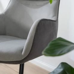 Fredriks Chaise à accoudoirs Altoona - Tissage à plat / Métal - Gris foncé et gris clair / Noir mat -Chaises Boutique 1000285151 220819 035 DETAILS P000000001000285151