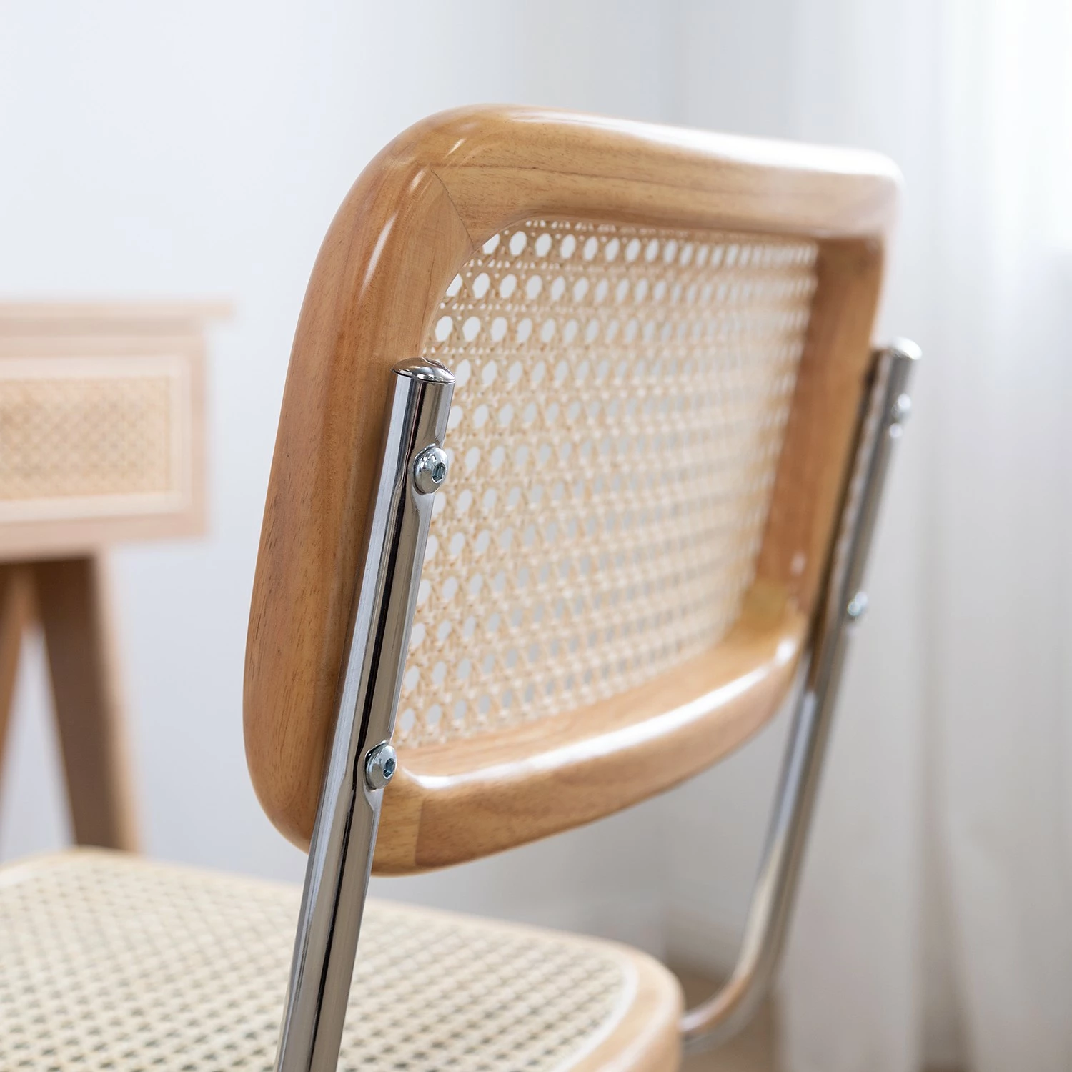 Mørteens Chaise de bureau Ramon - Rotin / Hêtre massif / Acier - Beige / Hêtre / Chrome 9 Mørteens Chaise de bureau Ramon - Rotin / Hêtre massif / Acier - Beige / Hêtre / Chrome – Image 7