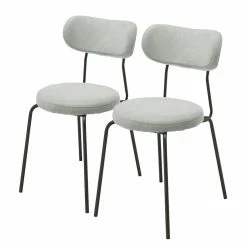 Ars manufacti Chaises Timika (lot de 2) - Tissu / Métal - Gris clair / Noir
