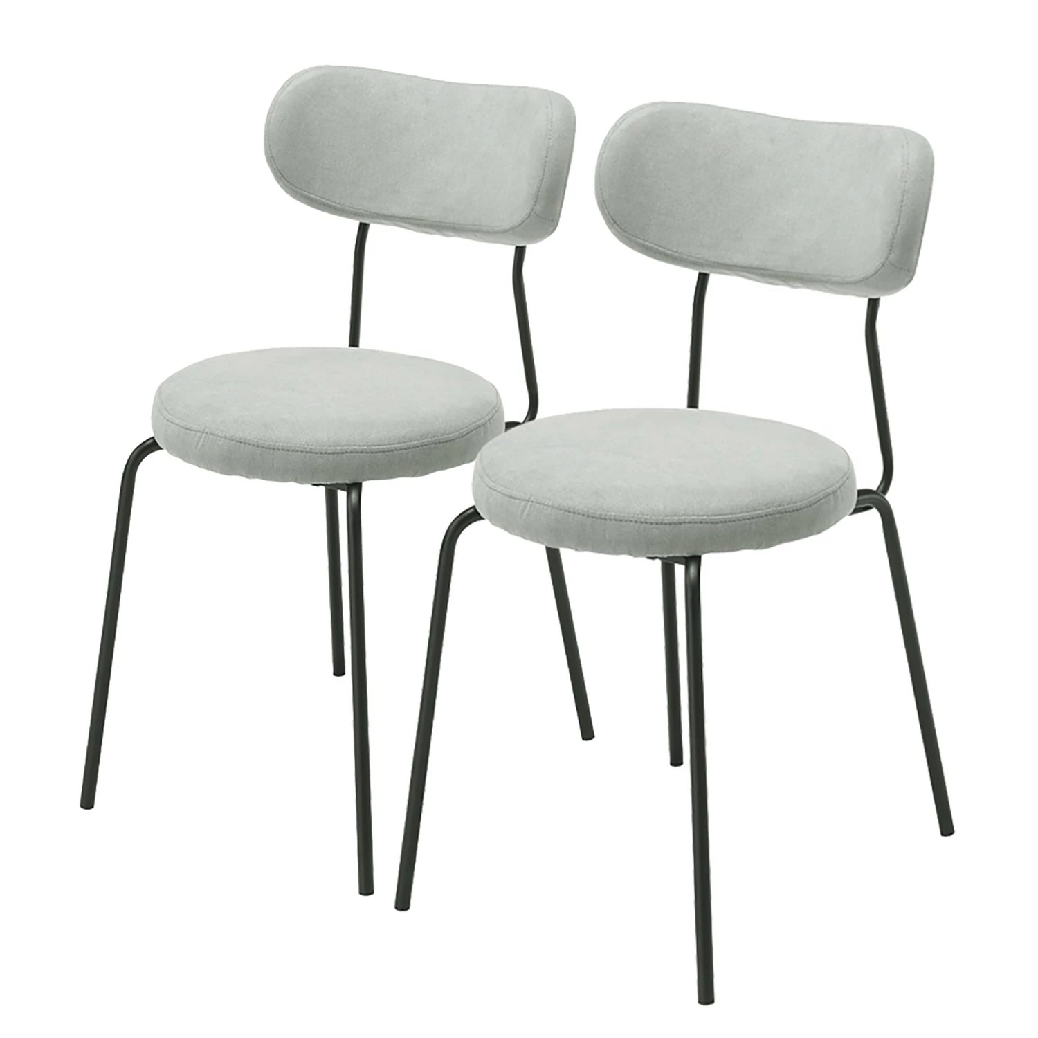 Ars manufacti Chaises Timika (lot de 2) - Tissu / Métal - Gris clair / Noir 3 Ars manufacti Chaises Timika (lot de 2) - Tissu / Métal - Gris clair / Noir