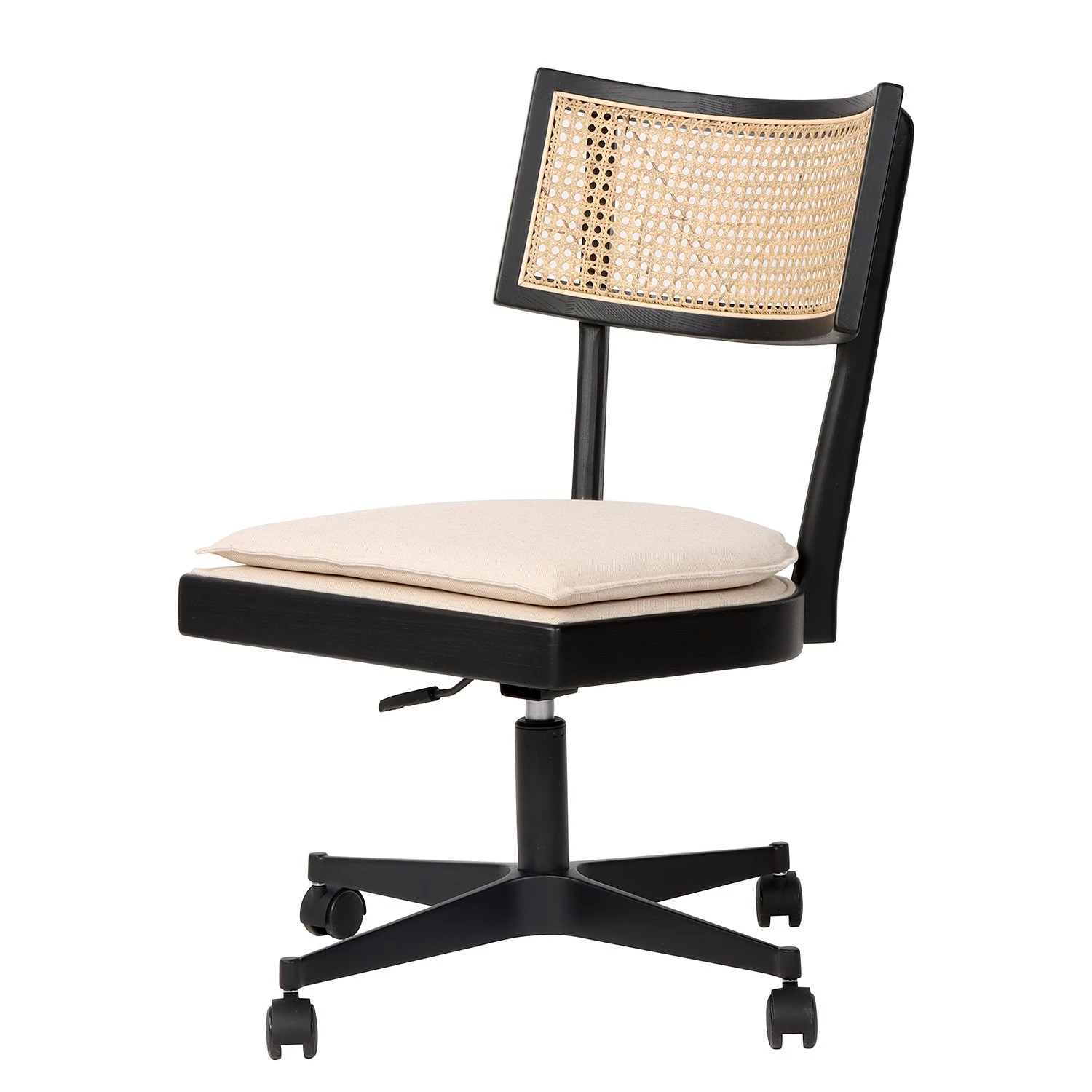 Mørteens Fauteuil de bureau Davik - Tissu / Frêne massif / Rotin - Crème / Frêne noir / Noir 3 Mørteens Fauteuil de bureau Davik - Tissu / Frêne massif / Rotin - Crème / Frêne noir / Noir