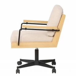 Mørteens Fauteuil de bureau David - Tissu / Chêne massif / Métal - Crème / Chêne / Noir -Chaises Boutique 1000288171 220610 035 DETAILS P000000001000288171