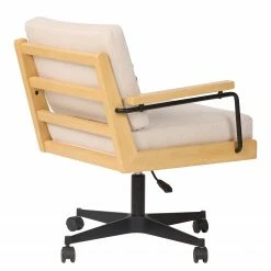 Mørteens Fauteuil de bureau David - Tissu / Chêne massif / Métal - Crème / Chêne / Noir -Chaises Boutique 1000288171 220610 040 DETAILS P000000001000288171