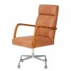 Mørteens Fauteuil de bureau Calder - Cuir synthétique / Noyer massif / Métal - Cognac vintage / Noyer / Argenté